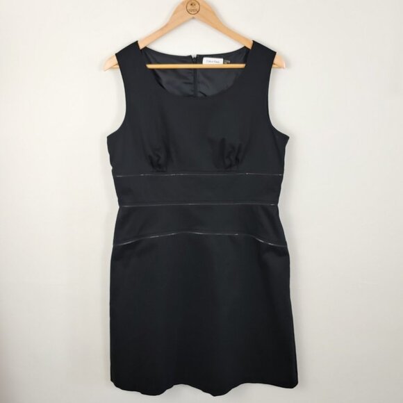 Calvin Klein Sleeveless Black Zipper Detail Sheath Dress size 14 - Picture 1 of 6